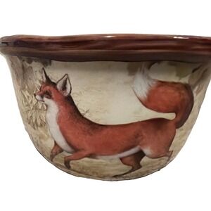 Certified International Susan Winget Red Fox Ceramic Bowl Woodland Nature 5.25"